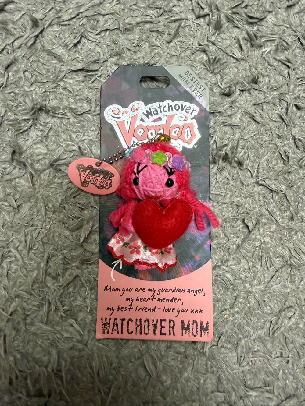 Voodoo Watchover Mom Pink Heart Keychain Plush NWT